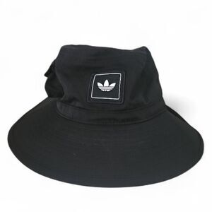 Adidas Originals Black Bucket Hat Unisex Streetwear Logo Patch 90s Hip Hop Style